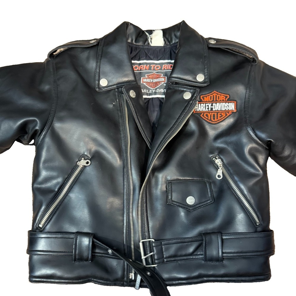 Harley Davidson Pleather Jacket Kids Size 10/12 Tag Missing Halloween READ!